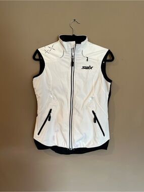 Swix Women's Small Nordic Ski Softshell Vest White Black Full Zip Performance